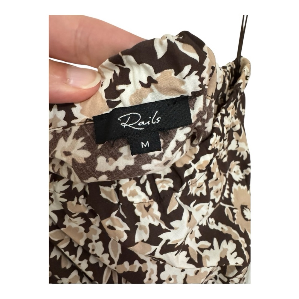 RAILS | $248 Selani Poplin One Shoulder Midi Dress in Russet Floral, Size Medium - Picture 9 of 13